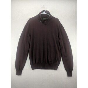 Neiman Marcus Merino Wool Blend 2 Button Loop Closure Burgundy Pullover Size L